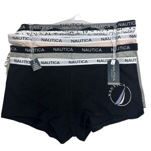 NÁUTICA Women's Boyshorts Underwear Cotton Spandex Multicolor‎ Pack 4Size L New